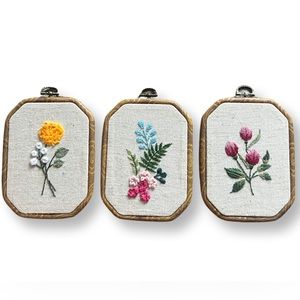 Set of 3 Handmade Embroidery Decor